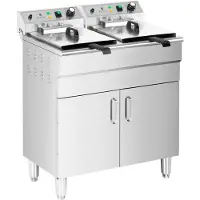 Royal Catering Elektro-Doppelfritteuse, freistehend mit Schrank 400 V 10000 W 26 l