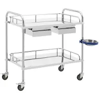 Steinberg Systems Laborwagen - Edelstahl - 2 Ablagen je 74 x 44 x 13 cm - 2 Schubladen - 20 kg