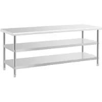 Royal Catering Edelstahl-Arbeitstisch - ECO - 200 x 70 cm - 500 kg - Zwischenboden - RCAT-200/70-PS3SH
