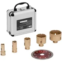 MSW Set Diamantbohrkrone - für Winkelschleifer - 20 / 25 / 35 / 55 / 68 mm - Diamanttrennscheibe 115 mm
