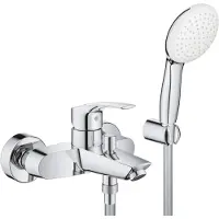 GROHE Eurosmart Einhand-Wannenarmatur, Aufputzmontage, mit Brausegarnitur, Ausladung 188mm, 25276003
