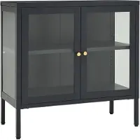 vidaXL Sideboard Anthrazit 70x35x70 cm Stahl und Glas