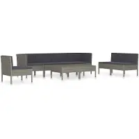 vidaXL 9-tlg. Garten-Lounge-Set mit Auflagen Poly Rattan Grau