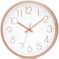 Intirilife Wanduhr in Rosé Gold - Weiß mit 30,5 cm Durchmesser - Praktische Zeitanzeige Chronometer stilvoll für jedes Zimmer