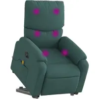 vidaXL Elektrischer Massagesessel mit Aufstehhilfe Dunkelgrün Stoff