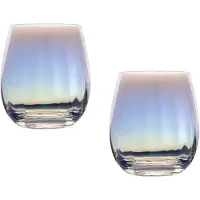 Intirilife Trinkglas Set Regenbogen Schimmer Wellenform