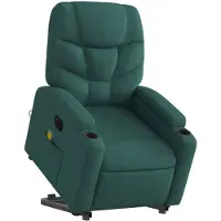 vidaXL Elektrischer Massagesessel mit Aufstehhilfe Dunkelgrün Stoff