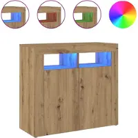 vidaXL Sideboard mit LED-Leuchten Artisan-Eiche 80x35x75 cm