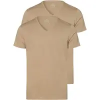 Ragman T-Shirt "T-Shirt Body Fit V-Neck T-Shirt 2P 2er Pack", Herren, Gr. XXXL, beige, Shirts T-Shirt