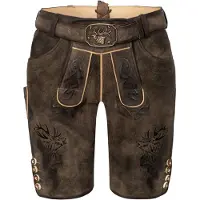 Spieth & Wensky Lederhose Wayen kurz mit Gürtel rustikal Keder vulkan 48