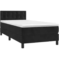 vidaXL Boxspringbett mit Matratze & LED Schwarz 80x200 cm Samt