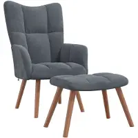 vidaXL Relaxsessel mit Hocker Dunkelgrau Samt