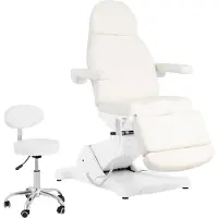 Physa Elektrische Kosmetikliege mit Rollhocker - 3 Motoren - 300 W - 190 x 85 x 60 - 90 cm - 150 kg - weiß PORTICI