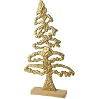 Décoris Baum Mangoholz L24,5B6,5H42 cm gold Weihnachten (geel)