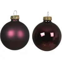 Décoris 20 Weihnachtskugeln Glas 6cm matt & glänzend Christbaumkugeln Weihnachtsbaumkugeln Christbaumschmuck Weihnachtsbaumschmuck Weihnachten Dunkel Mauve
