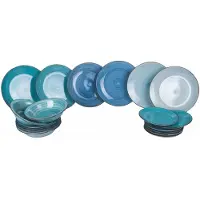 Villa D'Este Home | 18-teiliges Tafelservice Baita blau Keramik 27x27x3 cm | NADUVI