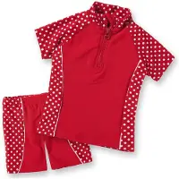 Playshoes 2tlg. Badeoutfit "Punkte" in Rot/ Weiß | Gr.: 122/128