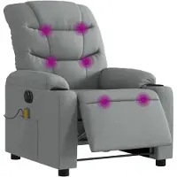 vidaXL Massagesessel Elektrisch Hellgrau Stoff
