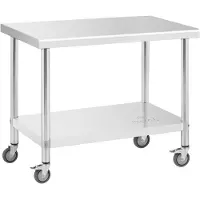 Royal Catering Edelstahltisch mit Rollen - PREMIUM - 60 x 100 cm - 155 kg -