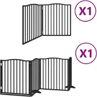 vidaXL 6-tlg. Hundetor mit Tür Faltbar Schwarz 480 cm Pappelholz