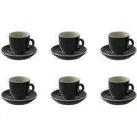 Palmer colors Kaffeetassen - 6er-Set, Porzellan, schwarz, 14 cl – 12 cm moderne, kompakte Form, für Kaffee, Espresso, Ristretto und Heißgetränke