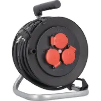 As Schwabe Kabeltrommel Außen 50m Verlängerungskabel H05RR-F 3G1.5 Kabel 3 Steckdosen IP44