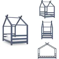 vidaXL Kinder-Bettgestell Grau Massivholz Kiefer 70x140 cm - Baby- & Kleinkinderbetten