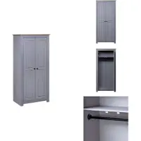 vidaXL Kleiderschrank Grau 80x50x171,5 cm Kiefernholz Panama - Kleiderschränke