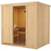 Karibu Sauna Innensauna Fanja Fronteinstieg ohne Zubehör 196x151x198 cm ohne Dachkranz mit Bronzierter Tür