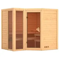 Karibu Sauna Innensauna Amara Eckeinstieg ohne Zubehör 236x184x208 cm ohne Dachkranz