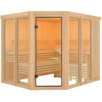 Karibu Sauna Innensauna Ainur 3 Eckeinstieg ohne Zubehör 231x196x198 cm ohne Dachkranz