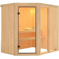 Karibu Sauna Innensauna Fiona 1 Eckeinstieg ohne Zubehör 196x151x198 cm ohne Dachkranz