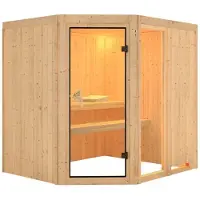 Karibu Sauna Innensauna Fiona 2 Eckeinstieg ohne Zubehör 196x170x198 cm ohne Dachkranz