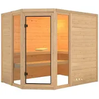 Karibu Sauna Innensauna Sinai 3 Eckeinstieg ohne Zubehör 236x184x208 cm ohne Dachkranz