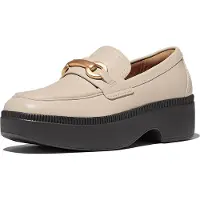 Original Brands FITFLOP FitFlop F-Luma Chunky-Snaffle Loafer aus Leder mit halbhohem Keilabsatz BEIGE 37