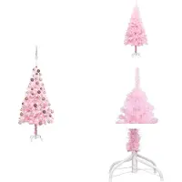 vidaXL Künstlicher Weihnachtsbaum mit Beleuchtung & Kugeln Rosa 180cm - Weihnachtsbäume