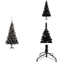 vidaXL Künstlicher Weihnachtsbaum Beleuchtung & Kugeln Schwarz 150 cm - Weihnachtsbäume