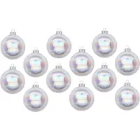 Inge-glas 12 Weihnachtskugeln 8cm Glas Christbaumkugeln Weihnachtsbaumkugeln Set klar