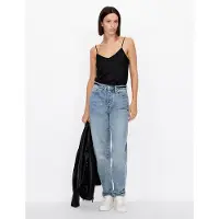 Armani Exchange für Damen. 8NYH05YNZ5Z1200 Satin-T-Shirt schwarz (S), Lässig, Polyester, Ärmellos / Hosenträger
