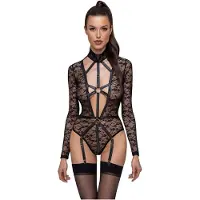 Cottelli collection - transparenter Riemenbody (schwarz)