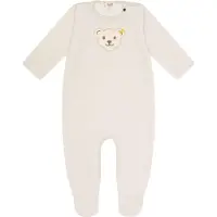 Steiff Baby Strampler - Body, Baumwolle, Bär, Logo, Druckknöpfe, langarm, einfarbig Beige 86