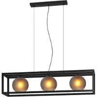 Eglo Hängelampe Arangona, Pendelleuchte Esstisch, Deckenlampe hängend, Stahl in schwarz, Glas in grau matt, E27 Fassung, L 110 cm