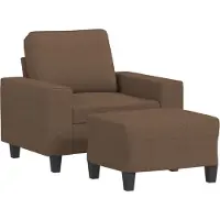vidaXL Sessel mit Hocker Braun 60 cm Stoff