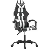 vidaXL Gaming-Stuhl Drehbar Schwarz und Weiß Kunstleder