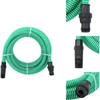 vidaXL Saugschlauch mit PVC-Anschlüssen Grün 1" 10 m PVC - Gartenschläuche