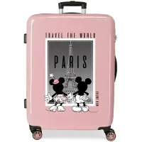 Disney für Damen. 3671823 Minnie und Mickey Paris 68 cm rosa mittelgroßer Hartschalenkoffer (OSFA), Lässig, ABS/Polykarbonat