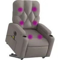 vidaXL Elektrischer Massagesessel mit Aufstehhilfe Taupe Stoff
