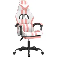 vidaXL Gaming-Stuhl mit Fußstütze Weiß und Rosa Kunstleder