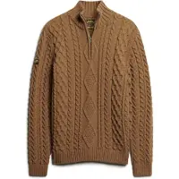 Superdry für Herren. M6110527A Geflochtener Strickpulli mit halbem Reißverschluss Vintage Jacob braun (XL), Lässig, Acryl