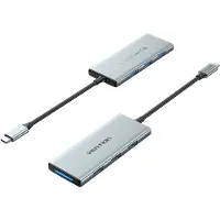 Vention TOPHB, Kabelgebunden, USB 3.2 Gen 1 (3.1 Gen 1) Type-C, 100 W, Silber, MicroSD (TransFlash), MicroSDHC, MicroSDXC, SD, SDHC, SDXC, 5 Gbit/s